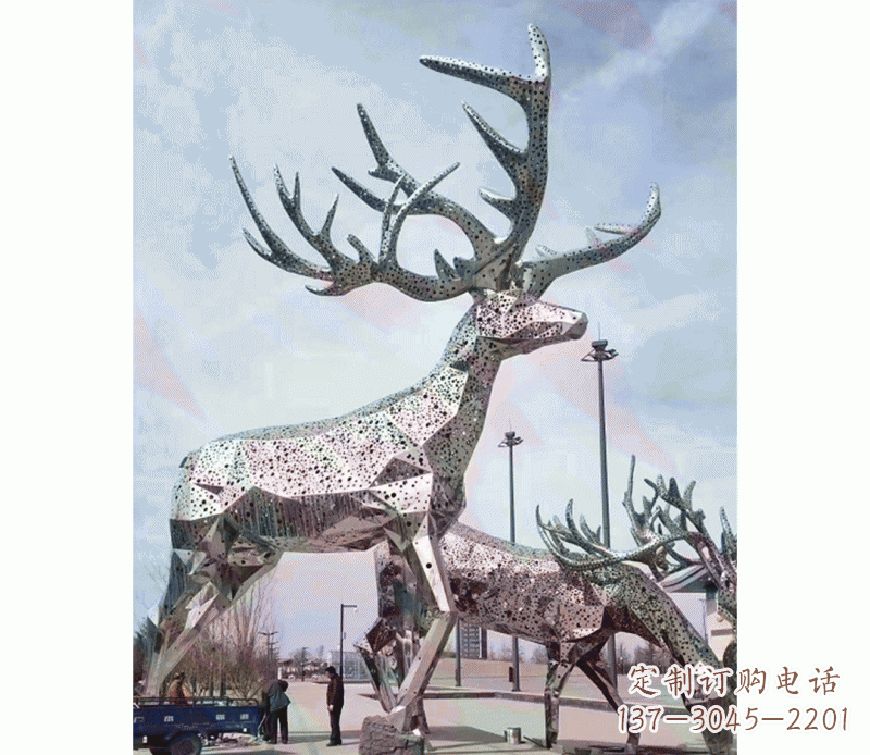 江西精致不锈钢梅花鹿摆件