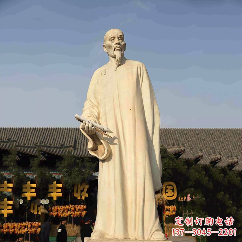 江西清代画家郑板桥石雕塑——中国历史名人汉白玉雕像