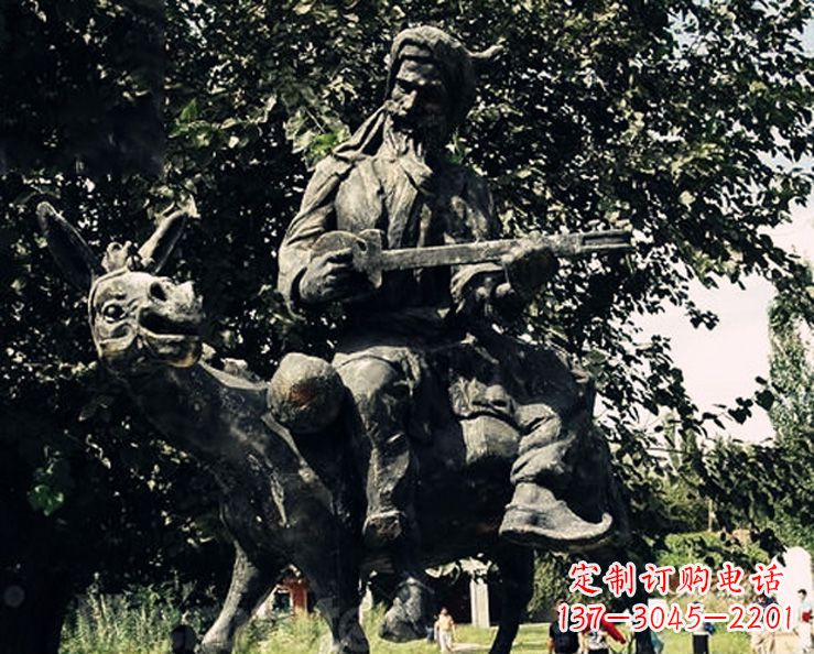 江西阿凡提和小毛驴公园景观铜雕