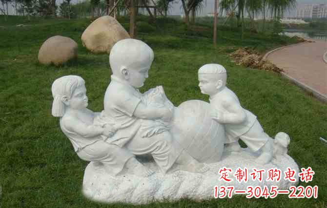 江西拔萝卜的儿童石雕