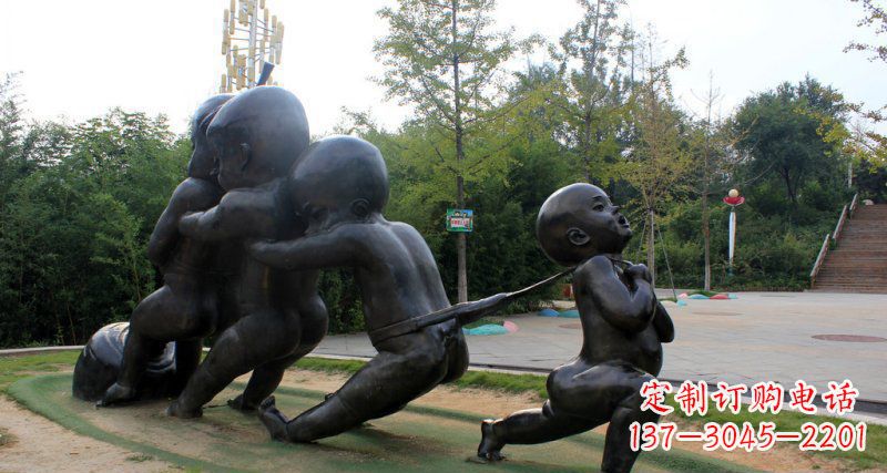江西拔萝卜的小孩街边景观铜雕
