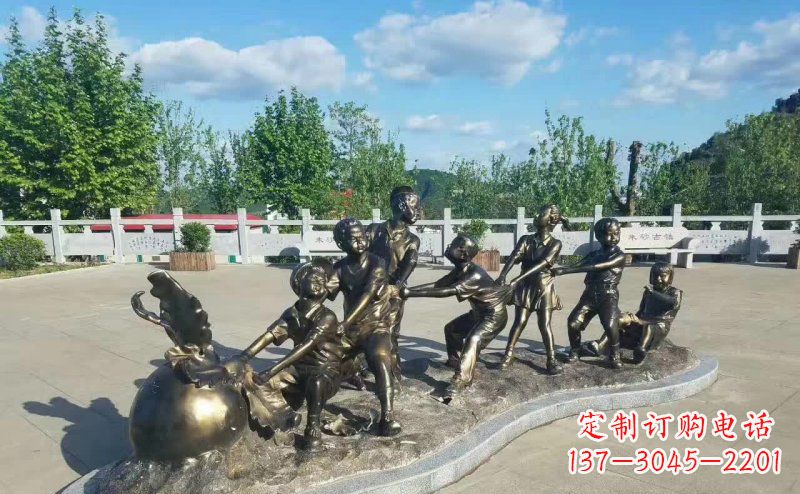 江西拔萝卜人物铜雕 (2)