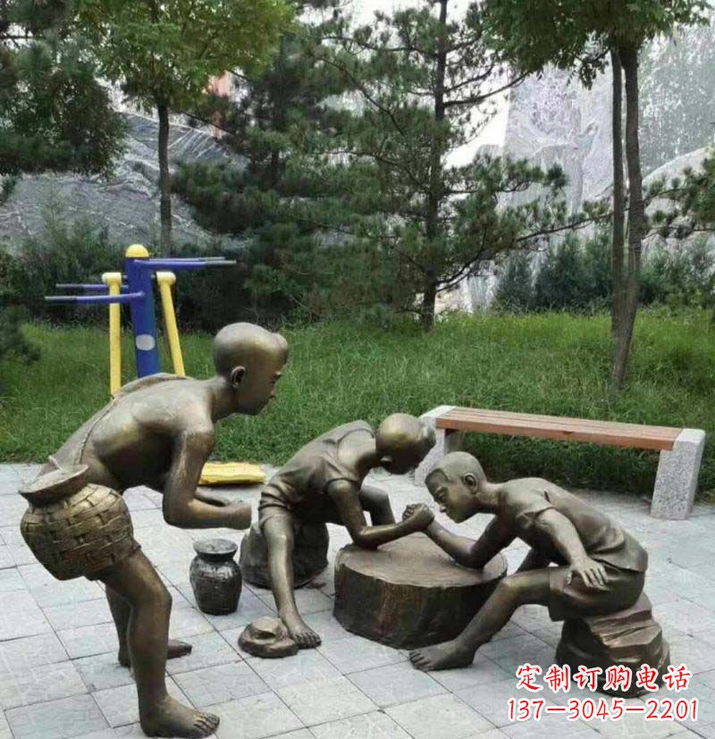 江西掰手腕儿童铜雕