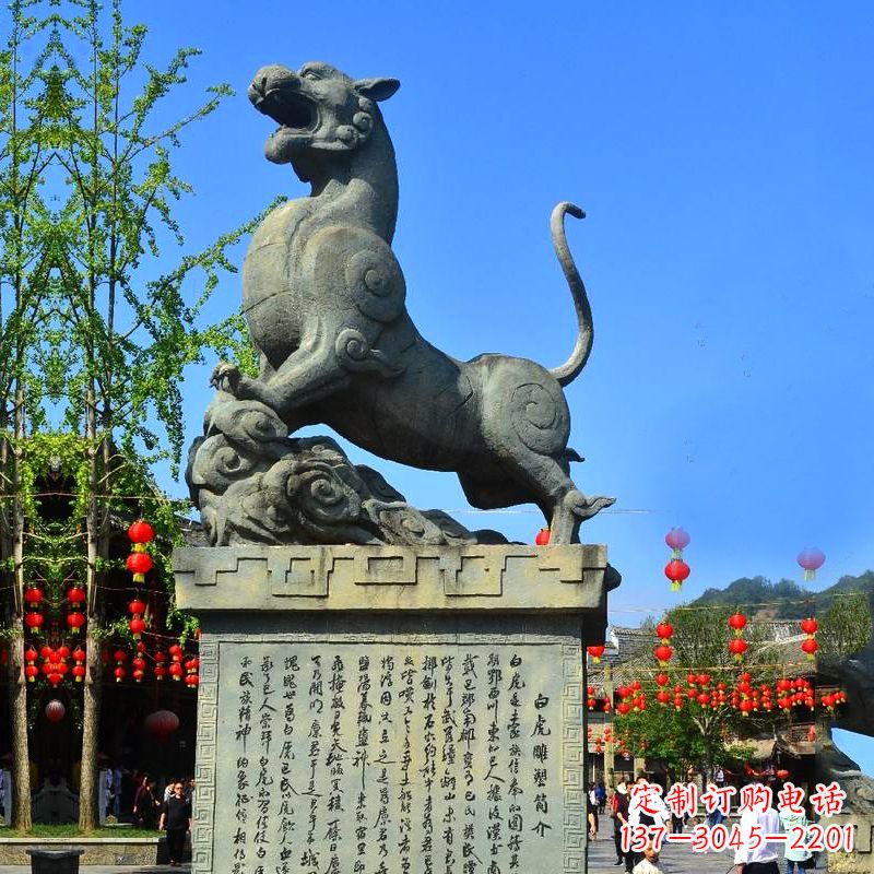 江西白虎铜雕景观雕塑-景区园林神兽动物标识