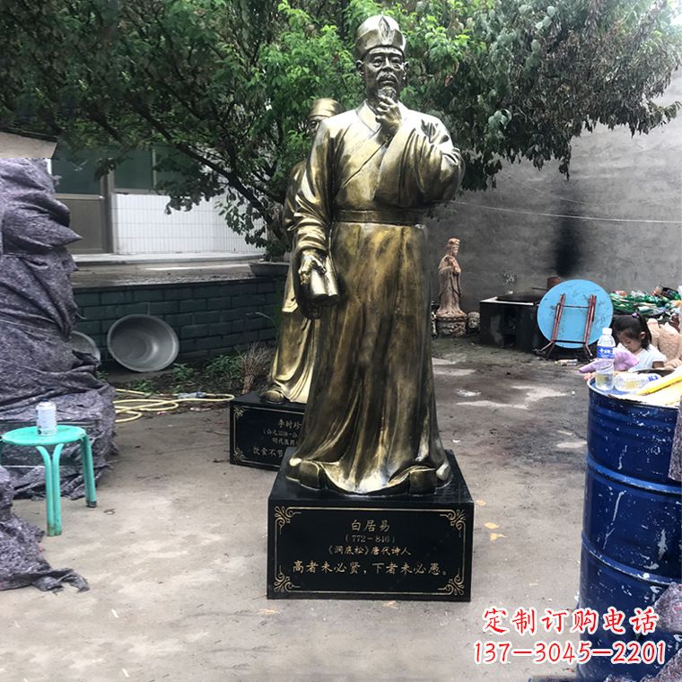江西白居易仿铜雕像经典中国古代诗人的艺术再现