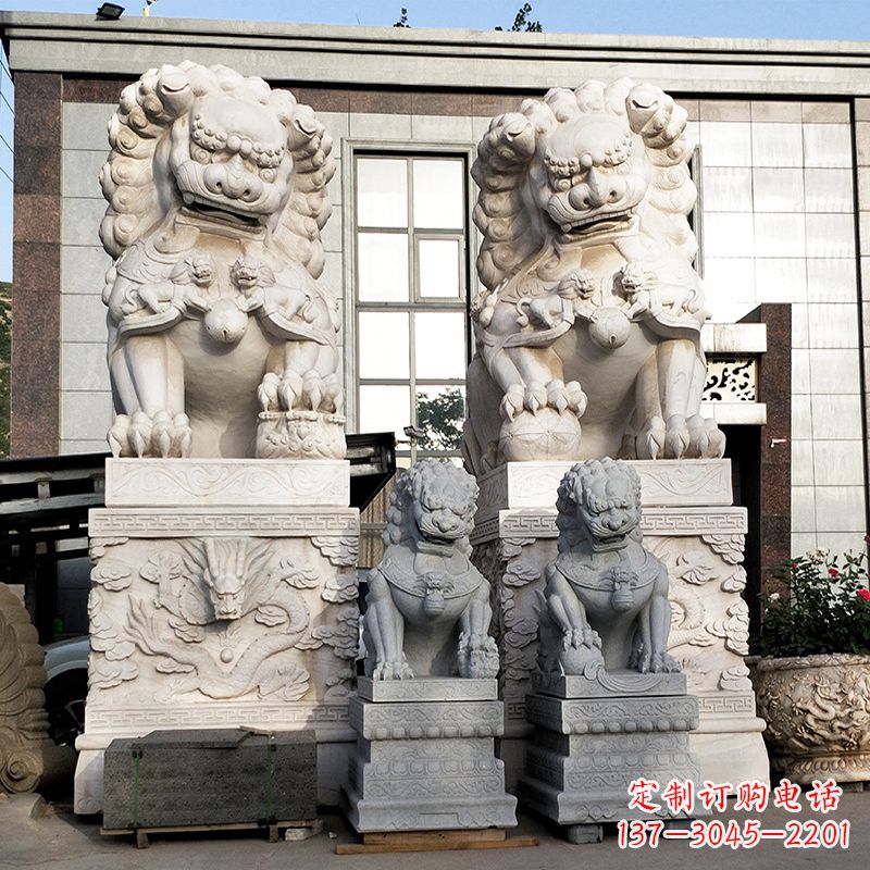 江西北京的石狮子-景区园林大型汉白玉看门神兽
