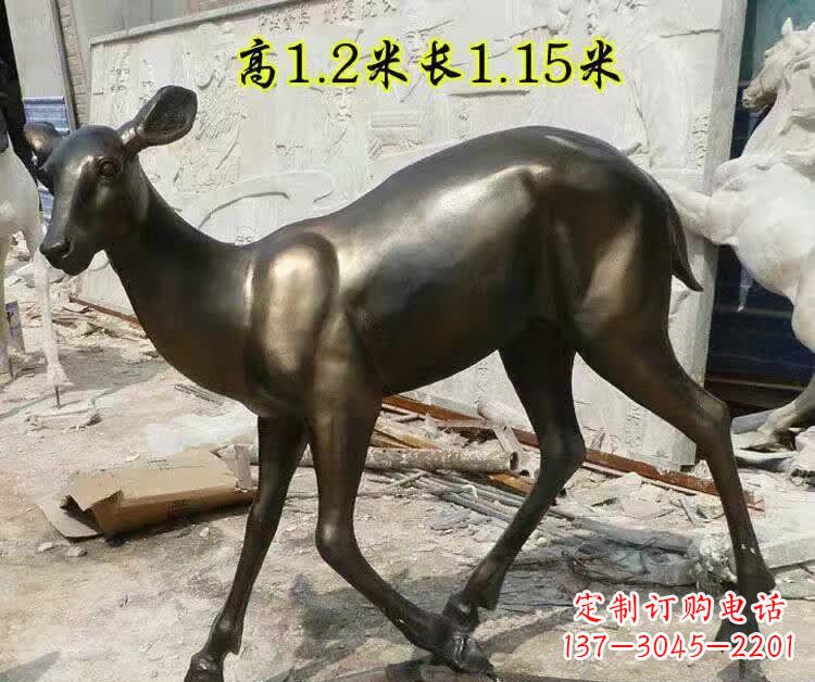 江西奔跑的小鹿铜雕 (2)