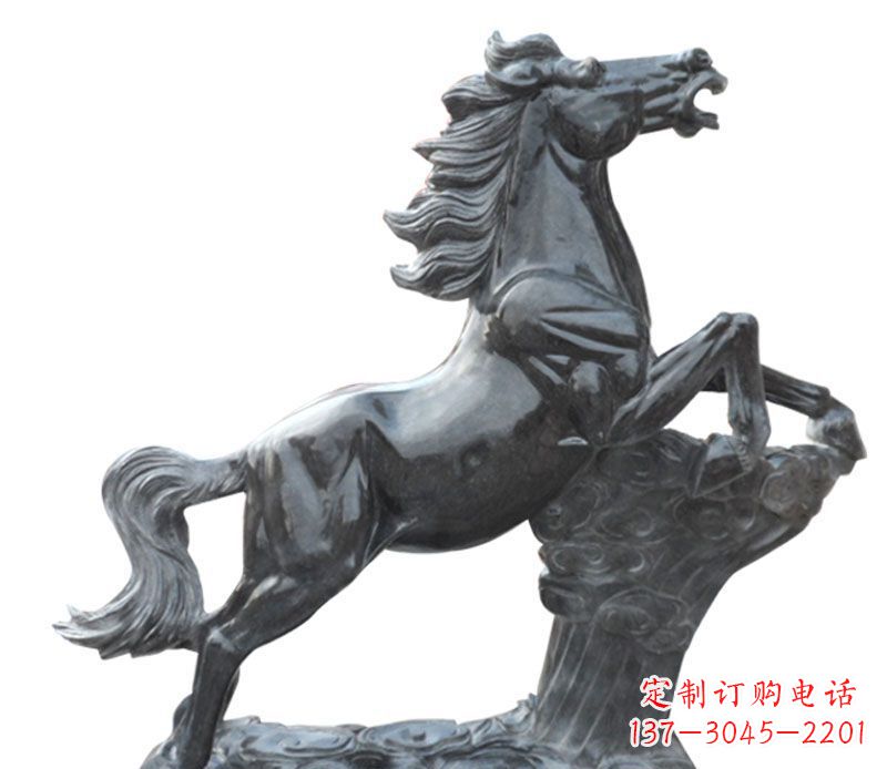 江西奔跑黑马石雕公园动物摆件