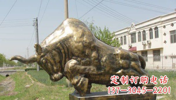 江西黄铜斗牛雕像