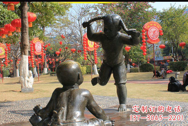 江西表演的儿童公园人物铜雕塑