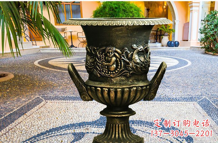 江西别墅花盆铜雕