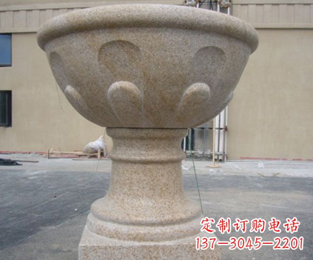 江西别墅景观大理石花盆石雕 (3)