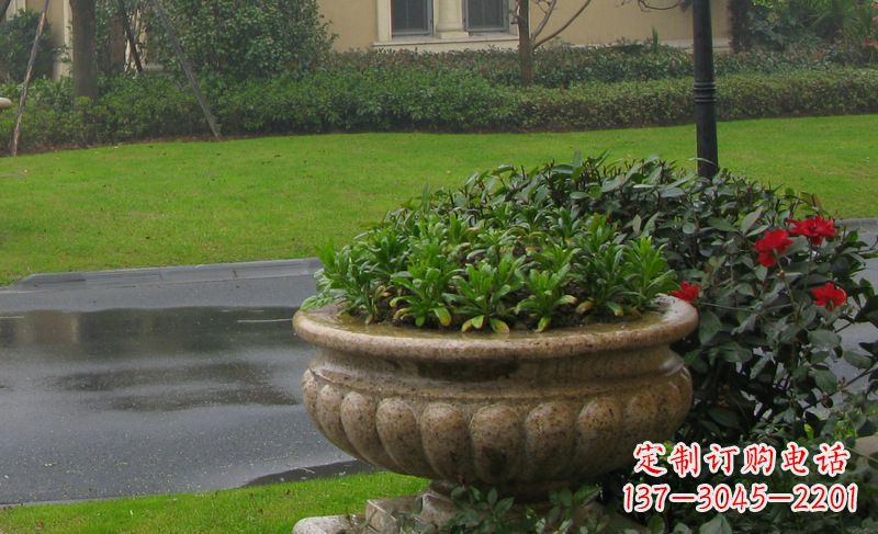 江西别墅景观大理石花盆石雕 (4)