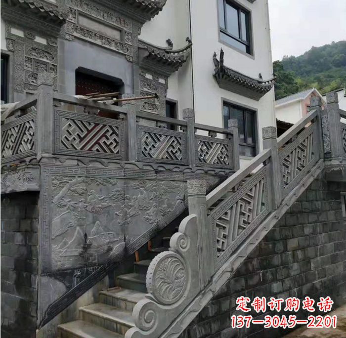 江西别墅景观仿古石雕栏板_2