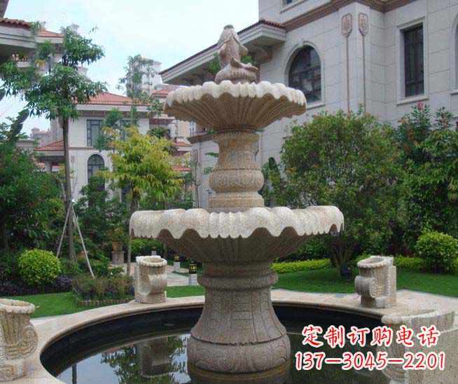 江西别墅景观石雕多层喷泉雕塑