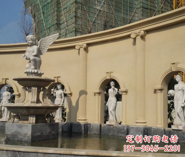 江西别墅景观天使喷泉石雕 (3)