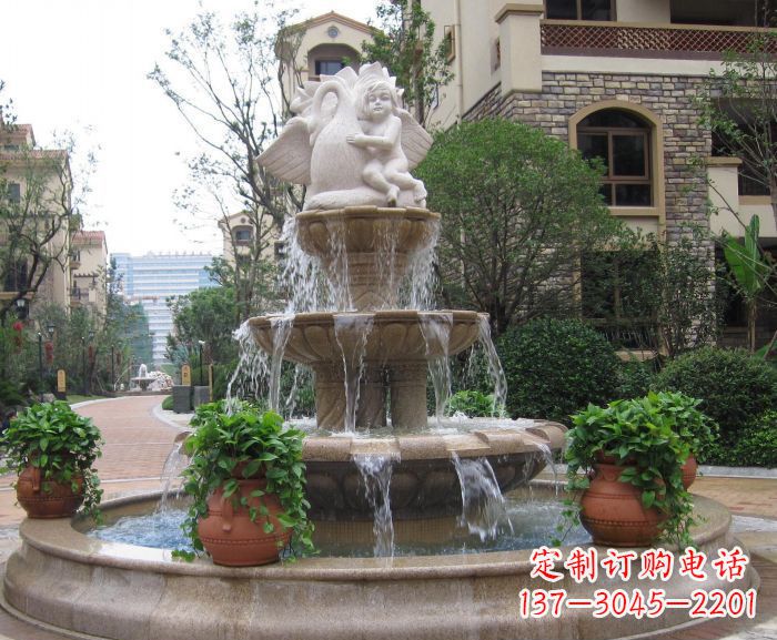 江西别墅景观天使喷泉石雕 (4)