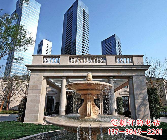 江西别墅景观晚霞红喷泉石雕 (2)