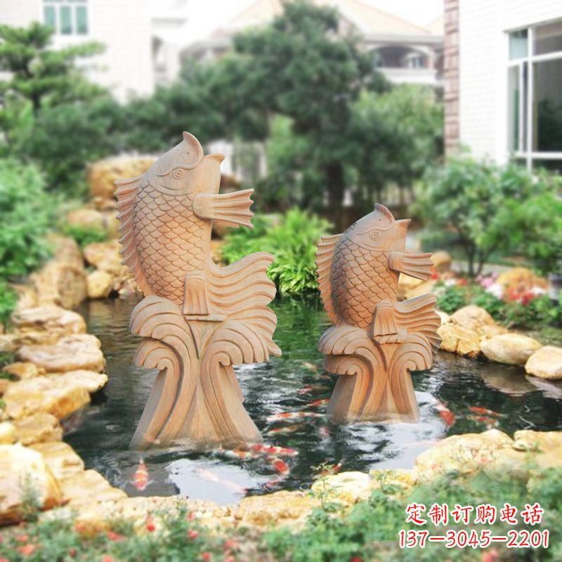 江西别墅庭院吉祥招财石雕鱼喷泉雕塑
