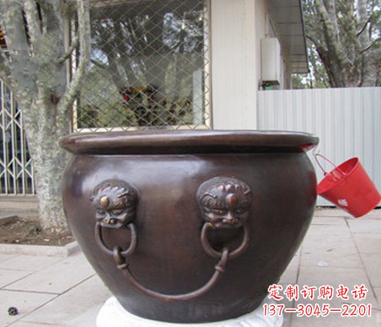 江西别墅招财水缸铜雕塑摆件 (2)