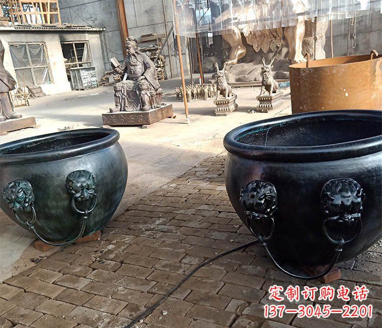 江西别墅招财水缸铜雕塑摆件 (3)