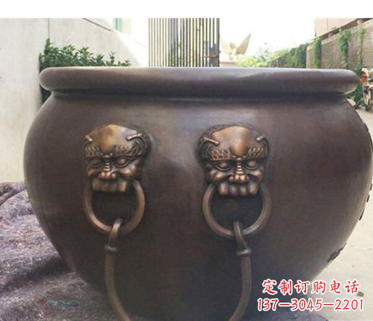 江西别墅招财水缸铜雕塑摆件