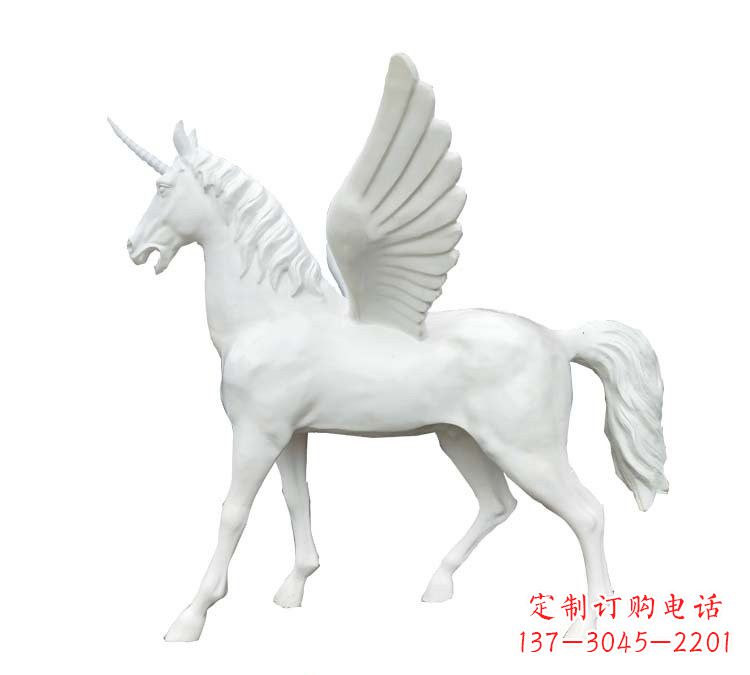 江西玻璃钢白色飞马雕塑