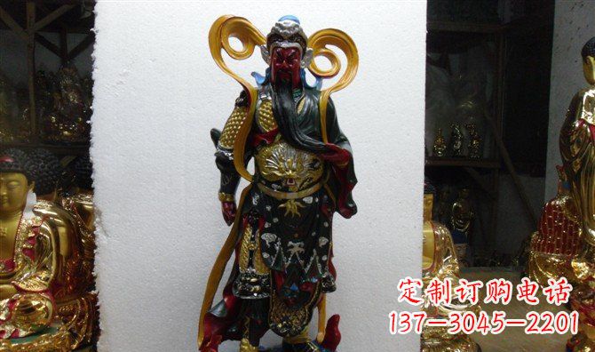江西玻璃钢彩绘持刀关公