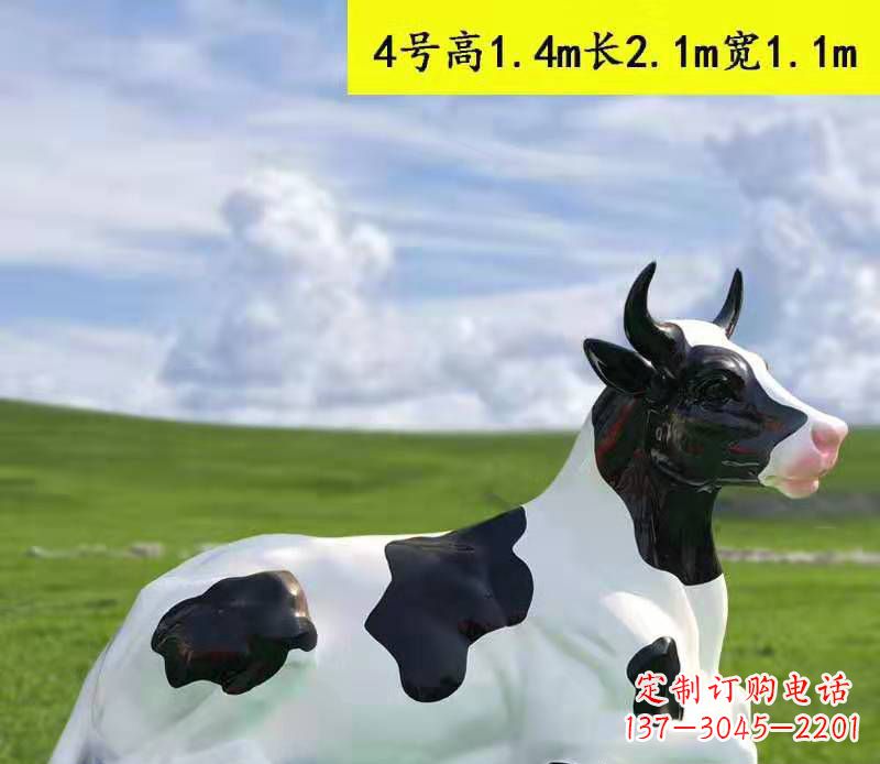 江西玻璃钢彩绘黑白花奶牛雕塑园林景观动物雕塑