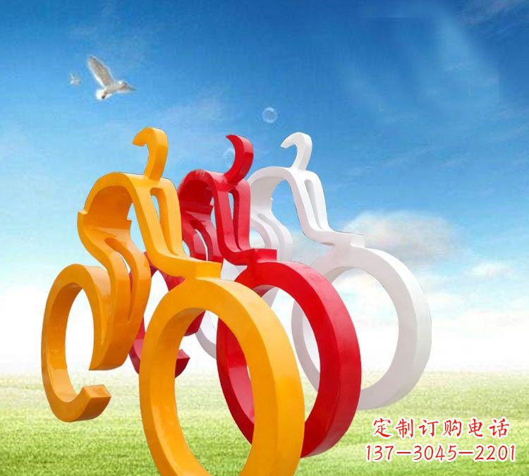 江西玻璃钢抽象骑自行车人物