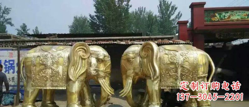 江西玻璃钢仿铜大象公园动物雕塑
