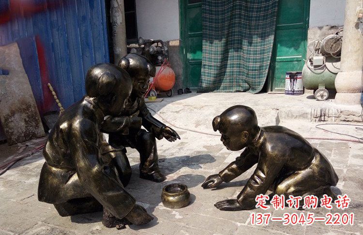 江西玻璃钢仿铜斗蛐蛐的古代儿童