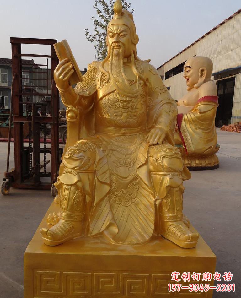江西玻璃钢仿铜关公读春秋