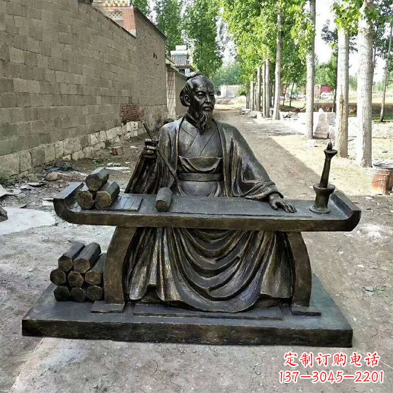江西玻璃钢仿铜历史名人张衡情景雕塑