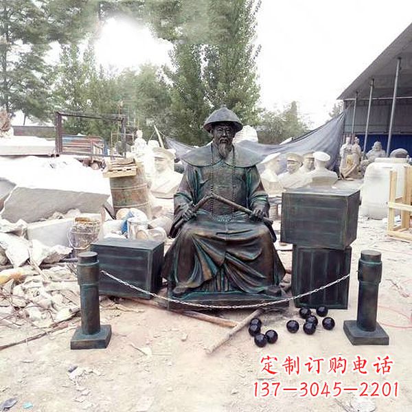 江西玻璃钢仿铜林则徐销烟雕塑
