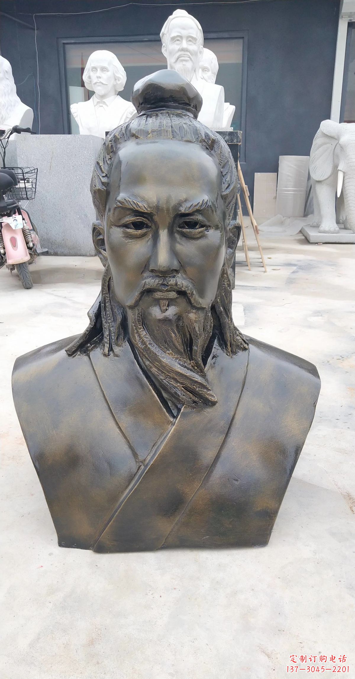 江西玻璃钢仿铜鲁班头像雕塑