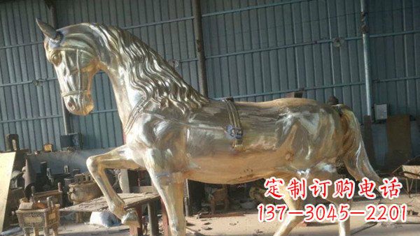 江西玻璃钢仿铜马公园动物雕塑