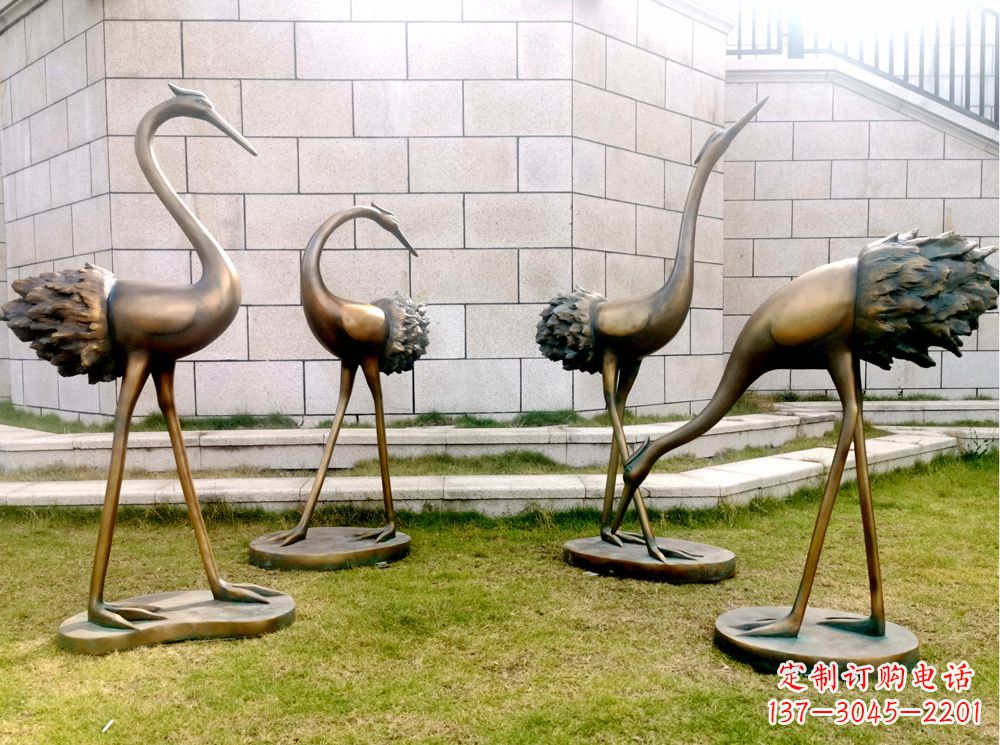江西玻璃钢仿铜仙鹤雕塑