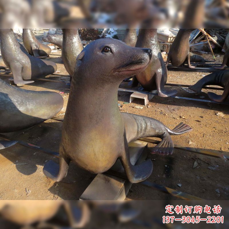 江西玻璃钢仿真海豹雕塑