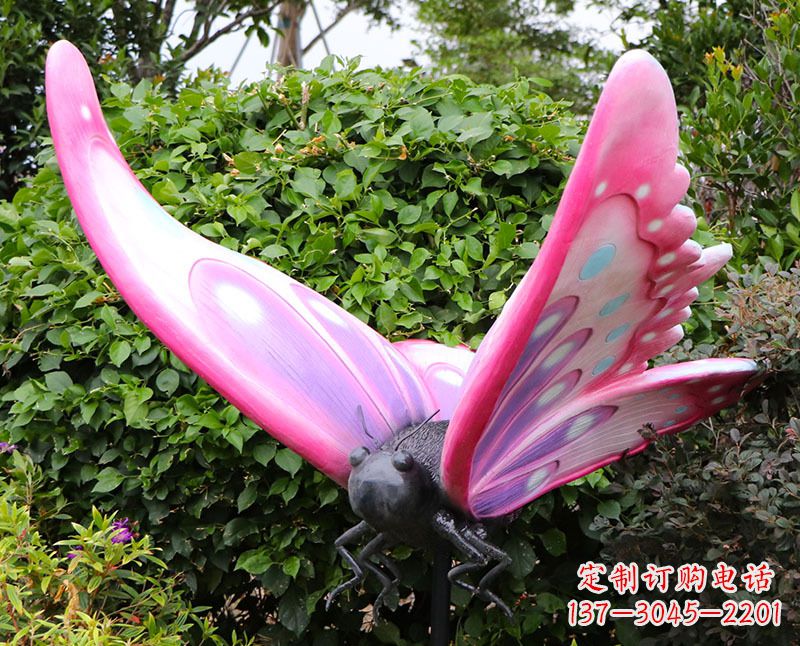 江西玻璃钢仿真蝴蝶红色昆虫雕塑