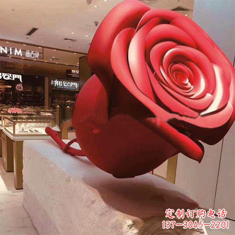 江西玻璃钢仿真玫瑰花雕塑摆件