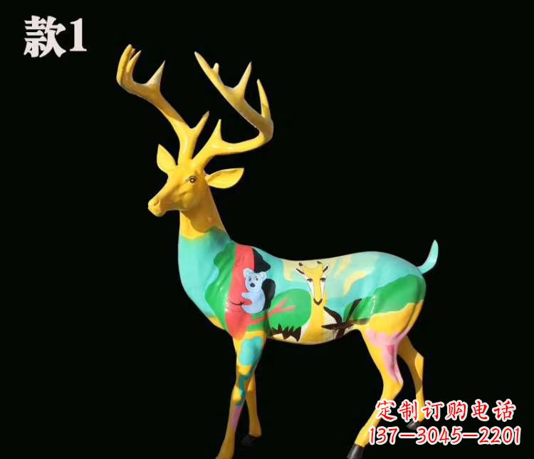 江西玻璃钢仿真梅花鹿雕塑