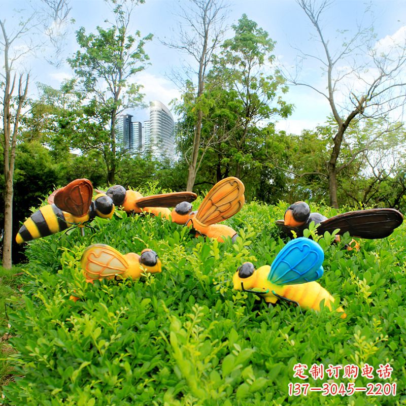 江西玻璃钢仿真蜜蜂-公园草丛花丛动物雕塑摆件