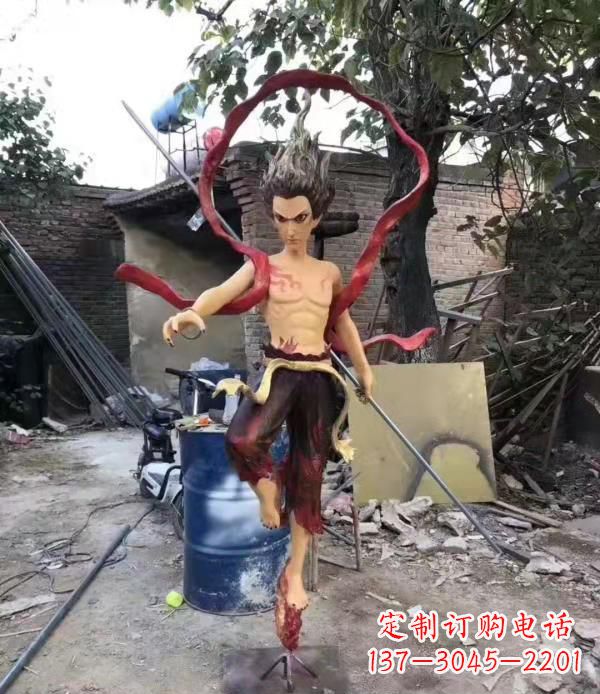 江西玻璃钢仿真哪吒雕塑