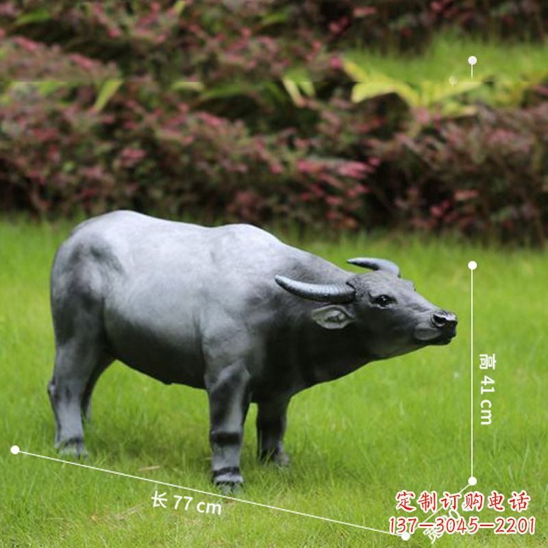 江西玻璃钢仿真水牛-公园草坪动物雕塑摆件