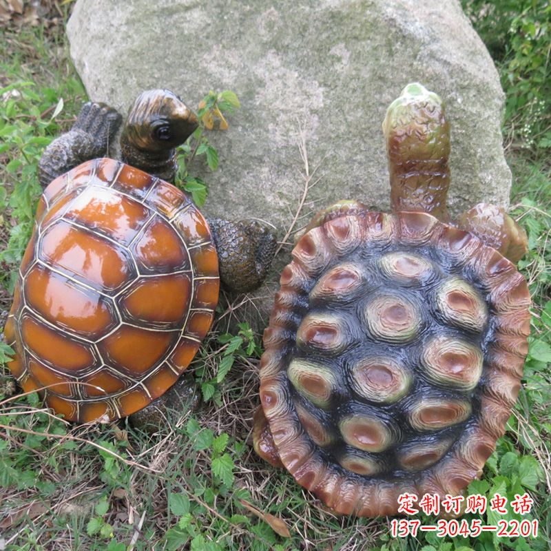 江西玻璃钢仿真乌龟雕塑,园林陆龟海龟花园装饰摆件
