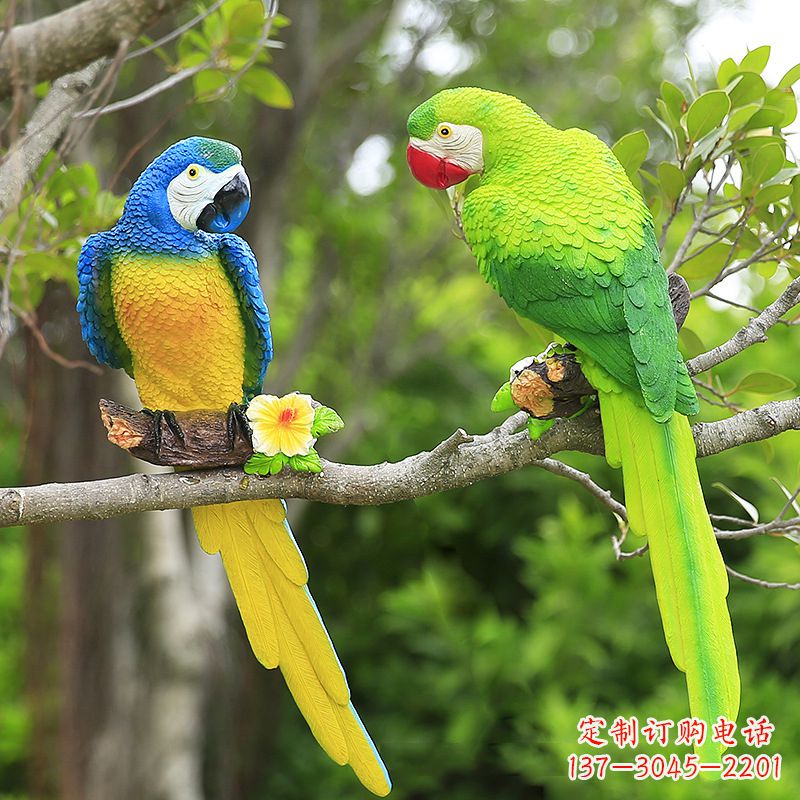 江西玻璃钢仿真鹦鹉-公园动物雕塑摆件