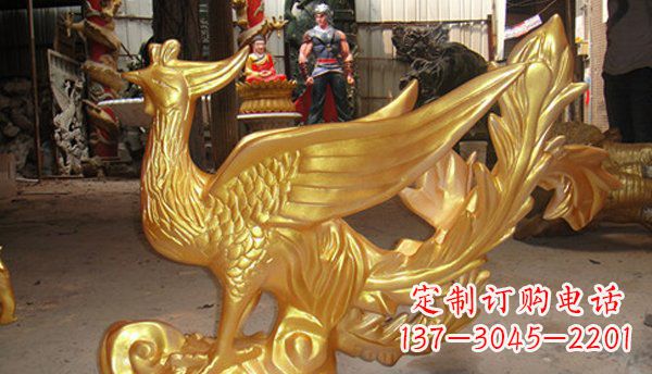江西玻璃钢凤凰仿铜动物雕塑