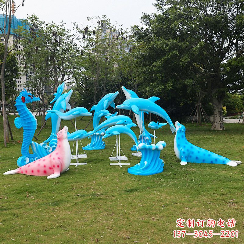 江西玻璃钢海豚彩绘雕塑