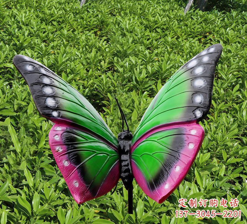 江西玻璃钢蝴蝶插件,花园草丛草坪仿真昆虫雕塑